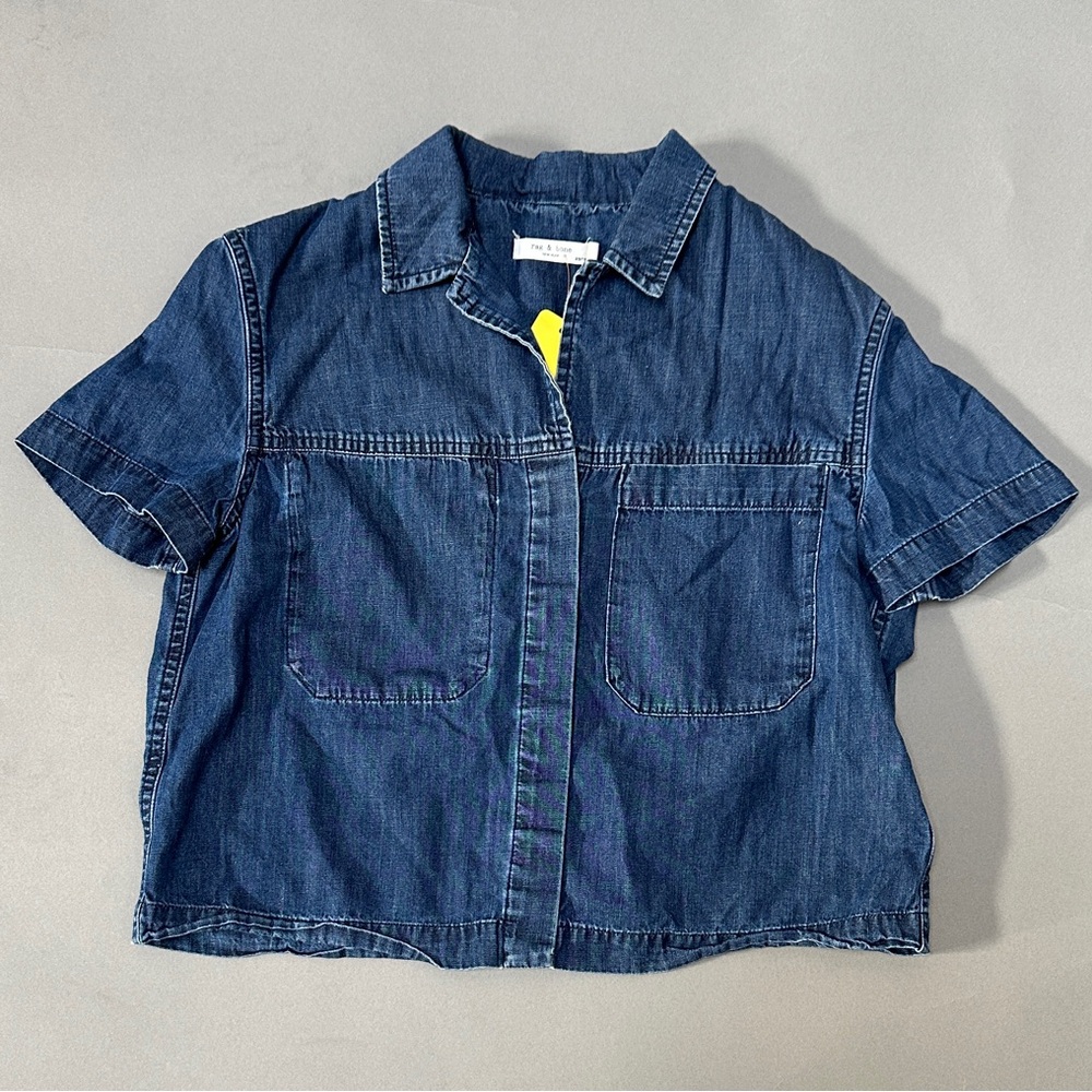 rag & bone Women's Blue Denim Button Down Shirt